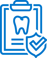 A modern blue icon of a clipboard with a tooth on it, representing a dental patient chart at Neville Dental Studio